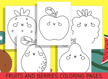 Preview of Fun Fruits and Berries Coloring Pages: 25 Printable Sheets for Kids