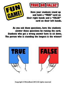 Preview of Fun Game (Ice Breaker): True or False? Trivia Questions