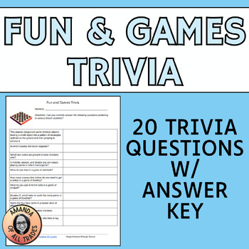 Preview of Fun & Games Middle School Trivia Teambuilding Academic Team Quiz Bowl