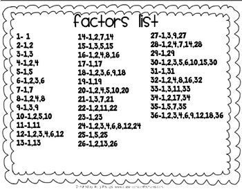 Factors Game: Math Game for 4th Grade (possibly 3rd & 5th): Math ...