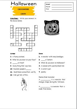 Preview of Fun Halloween Crossword Puzzle