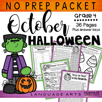 Preview of Fun Halloween Grammar Worksheets and ELA Morning Work Activities 4th Grade