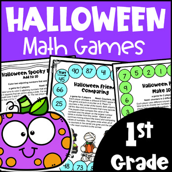 Preview of Fun Halloween Math Activities - 1st Grade Games with Pumpkins, Bats, Spiders etc