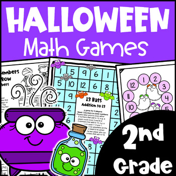 Preview of Fun Halloween Math Activities - 2nd Grade Games with Spiders, Bats, Ghosts etc