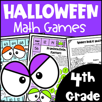 Preview of Fun Halloween Math Activities - 4th Grade Games w/ Spiders, Ghosts, Bats & More