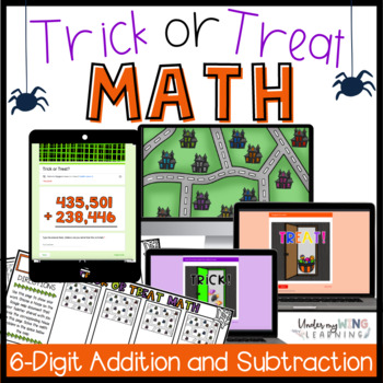 Preview of Math Activities for Halloween | Halloween Math Game | 6-digit add and subtract