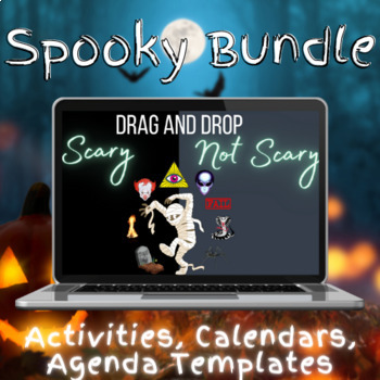 Preview of Fun Halloween Themed Activities and Agenda Slides for Middle and High School