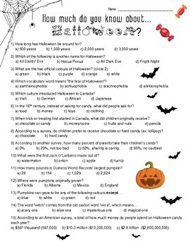 Fun Halloween Trivia (English) by Al Y | Teachers Pay Teachers