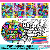Fun Happy New Years Coloring Sheets BUNDLE New Year Pop Ar