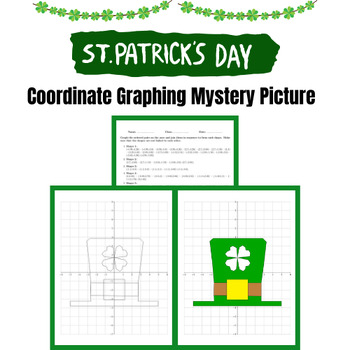 Preview of Fun Hat St. Patrick's Day Math Coordinate Graphing Mystery Picture