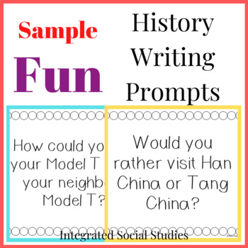 Preview of Fun History Writing Prompts Free Sample