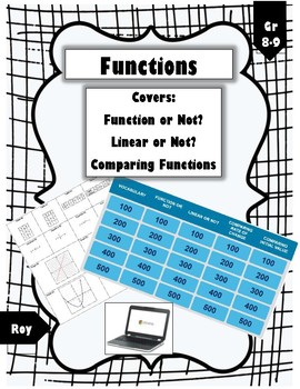 Preview of Fun Jeopardy-Like Functions Activity: Linear vs. Nonlinear & Comparing