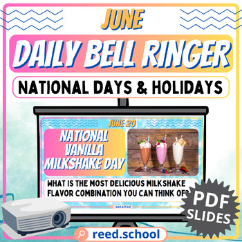 Preview of Fun June Bell Ringer: National Days and Holidays PDF Slides