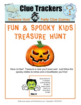 Fun Kids Spooky Halloween Hunt Clue Game Printable Holiday Activity for ...