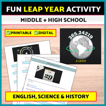 Preview of Fun Leap Year 2024 Activity, History of Leap Year, English, Writing, Science