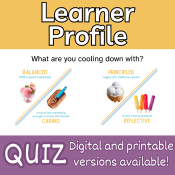 Preview of Fun Learner Profile Self-Assessment Quiz (IB PYP MYP DP) - Digital or Printable