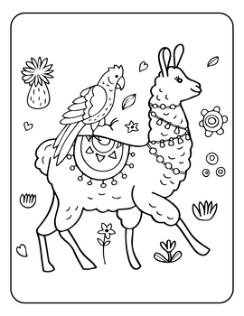 Mix and Match Llama Coloring Page Craft - Messy Little Monster