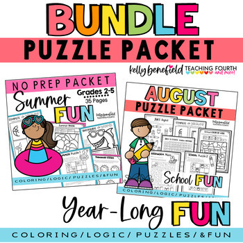 Preview of Printable Logic Puzzles, Coloring Pages, Maze Puzzles, Dot to Dot Activities