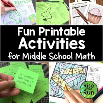 Preview of Middle School Math Activities Fun and Printable