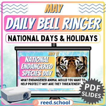 Preview of Fun May Bell Ringer: National Days and Holidays PDF Slides