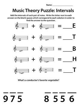 Preview of Fun Music Theory Puzzle - Intervals