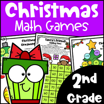 Preview of Fun NO PREP Christmas Math Games: 2nd Grade Activities w/ Reindeer, Elves etc