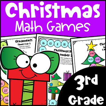 Preview of Fun NO PREP Christmas Math Games: 3rd Grade Activities w/ Santa, Reindeer etc