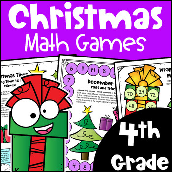Preview of Fun NO PREP Christmas Math Games: 4th Grade Activities w/ Santa, Reindeer etc