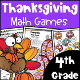 Fun NO PREP Thanksgiving Math Games - 4th Grade Activities