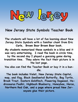 Preview of Fun New Jersey State Symbols Teacher Book