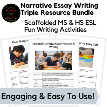 Preview of Fun No Prep Narrative Essay Writing Mega Bundle for Middle & High School ESL