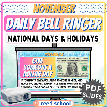 Preview of Fun November Bell Ringer: National Days and Holidays PDF Slides