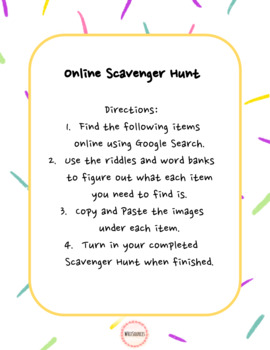 Preview of Fun Online Scavenger Hunt