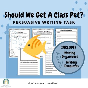 Preview of Fun Persuasive Writing: "Should We Get A Class Pet?" with assessment tools