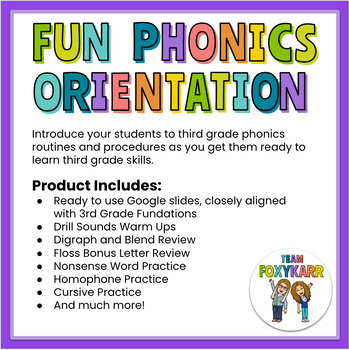 Preview of Fun Phonics - 3rd Grade Orientation Unit