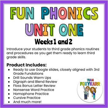 Preview of Fun Phonics - 3rd Grade Unit One: Weeks 1 & 2