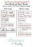 Fun Phonics Aligned Word Wall - Trick Words as Heart Words