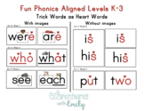 Fun Phonics Aligned Word Wall (3"x5") - Trick Words as Hea