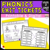 Level 2 Unit 11 Phonics Exit Tickets - ee ea ey Vowel Team