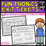 Fun Phonics Exit Tickets - Level 2 Unit 3 - Printable and 