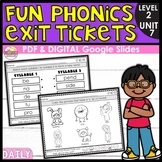 Fun Phonics Unit 7 Exit Tickets for Level 2 - Printable an