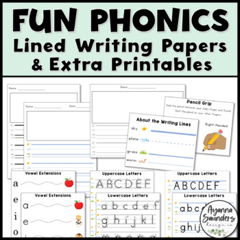 Preview of Fun Phonics | Extra Printables & Lined Writing Papers
