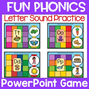 Fun Phonics First Letter Sound PowerPoint Game Level K Unit 1 Bundle