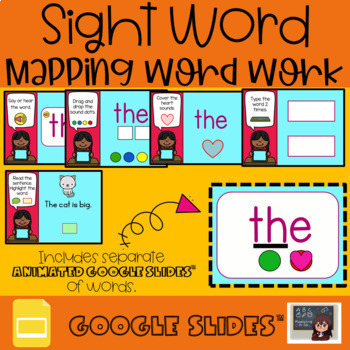 Preview of Fun Phonics Kindergarten Sight Word Mapping Word Work| GOOGLE SLIDES™