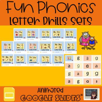 Preview of Fun Phonics Letter Automaticity Drills | Animated Google Slides™ 