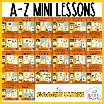 Preview of Fun Phonics Letters a to z Mini Lessons Bundle | Animated Google Slides™