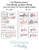 Fun Phonics Level 1 Aligned Word Wall! - Trick Words as He