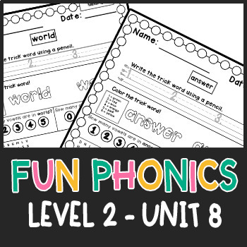 Preview of Fun Phonics | Level 2 - Unit 8 Trick Word Practice