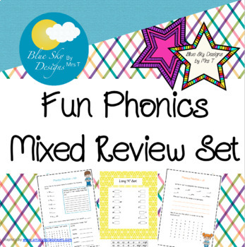 Preview of Fun Phonics Mixed Review Set - tch, qu, ou, ci, wh, th, oo, eigh, long vowels