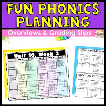 Preview of Fun Phonics Planning Bundle - Overviews and Grading Slips for All of Level 2